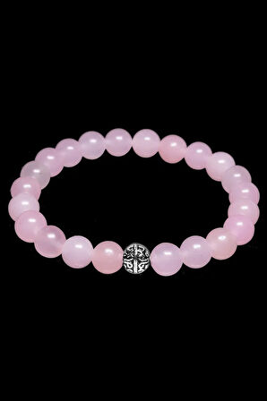 Sertifikalı Gümüş Aparatlı Doğal Pembe Kuvars Taşı Bileklik