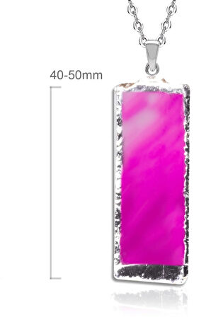 Sertifikalı Doğal Pembe Desenli Akik Taşı Kolye Doğal Pembe Renk 50 cm