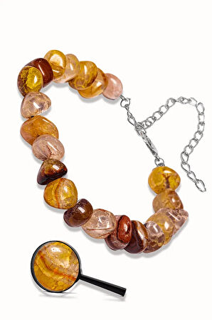 Sertifikalı Turuncu Akik Taşlı Doğal Taş Bileklik