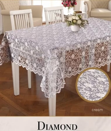 Diorra Model Krem-Gold Keten Kendinden Runnerli Masa Örtüsü 160x220 cm Şık Yemek Masası