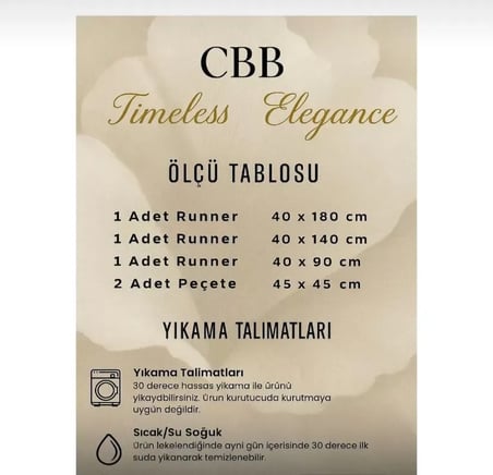 Pera Model Krem 5 Parça Çeyizlik Dantelli Keten Masa Örtüsü Runner Seti Salon Takımı
