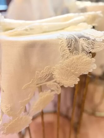 Salon Takımı Flowers Model Krem 5 Parça Keten Dantelli Runner Seti No 99325