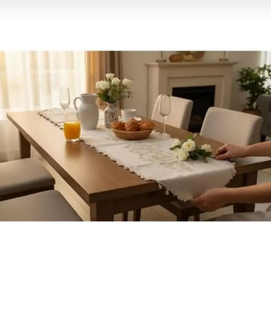 Simella Altın Simli İşlemeli Masa Runneri 50x140 cm Şık Masa Dekoru