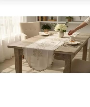 Simella Altın Simli İşlemeli Masa Runneri 50x140 cm Şık Masa Dekoru