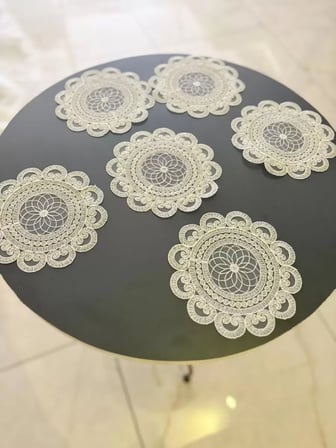 6'lı Dantel Kahve Sunumluğu 15x15 cm Asorti Desenli Çeyizlik Sunumluk