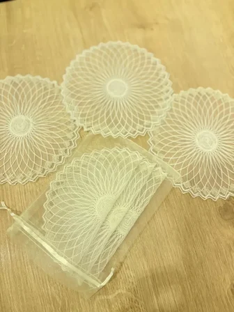 6'lı Dantel Kahve Sunumluğu 15x15 cm Asorti Desenli Çeyizlik Kahve Seti