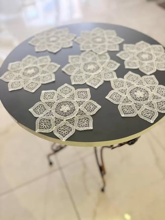 6'lı Dantel Kahve Sunumluğu 15x15 cm Asorti Desenli Bardak Altlığı Türk Kahvesi Fincan Sunum Seti