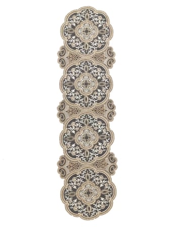 Alya Model No124 Gold 5 Parça Salon Takımı Dantelli Masa Örtüsü Runner Seti