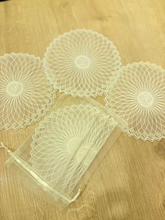 6'lı Dantel Kahve Sunumluğu 15x15 cm Asorti Desenli Bardak Altlığı Türk Kahvesi Fincan Sunum Seti