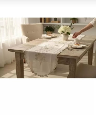 Simella Altın Simli İşlemeli Masa Runneri 50x140 cm Şık Masa Dekoru