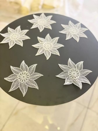 6'lı Dantel Kahve Sunumluğu 15x15 cm Asorti Desenli Fincan Altlığı Şık Sunum Seti