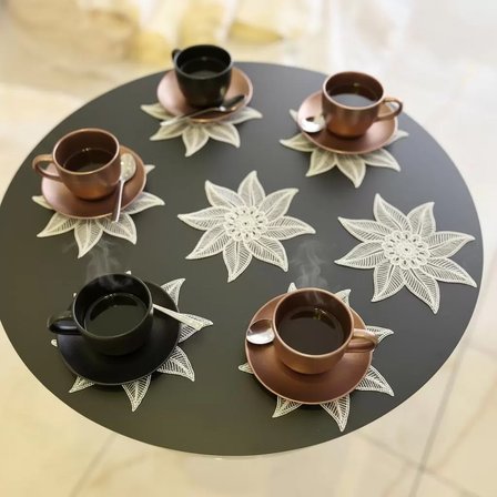 6'lı Dantel Kahve Sunumluğu 15x15 cm Asorti Desenli Zarif Sunum Aksesuarı