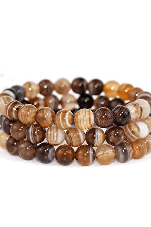 Sertifikalı Aaa Kalite Doğal Bostwana Akik Taşı Bileklik Doğal Kahverengi Renk 