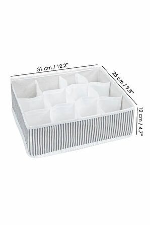 ALAS (2 ADET )12 Bölmeli Çok Amaçlı Çekmece Düzenleyici Organizer (ÇORAP-İÇ ÇAMAŞIRI VB) 31x25x12 cm