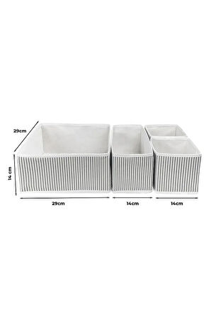 (3 SET)ALAS 4'lü Çok Amaçlı Dolap Içi Ve Çekmece Içi Düzenleyici Organizer Kutu Seti