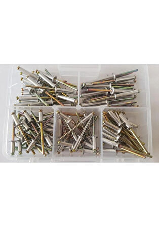 Perçin Seti-Çap 4 MM-Boy Çeşitli Pop Perçin 105 Parça