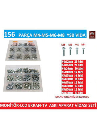 Metrik Vida Seti 156 Parça Lcd -Tv Askı Aparat Montaj Vidaları