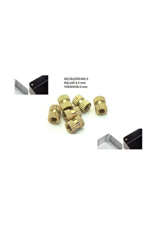M2.5 Insert Somun - Iç Somun - Pirinç Somun 100 Adet