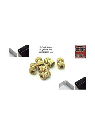 M2.5 Insert Somun - Iç Somun - Pirinç Somun 50 Adet