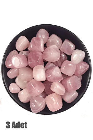 Sertifikalı Tamburlanmış Doğal Pembe Kuvars Taşı Doğal Taş Kütle (3 Adet)