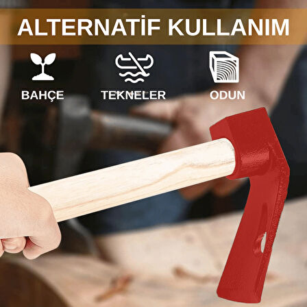 Beylini 400 Gr Çelik Keser Ekonomik Dayanıklı Odun Bahçe Ot Çift Yönlü Ahşap Ergonomik Saplı Profesyonel