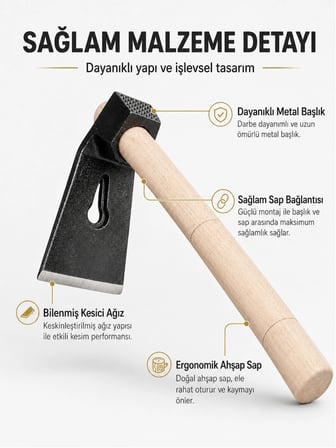 Beylini 500 Gr Çelik Keser Ekonomik Dayanıklı Odun Bahçe Ot Çift Yönlü Ahşap Ergonomik Saplı Profesyonel