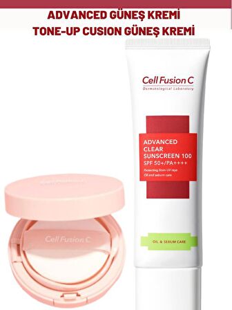 Cell Fusion C Advanced ve Tone Up Cusion Kompakt Güneş Kremi Seti