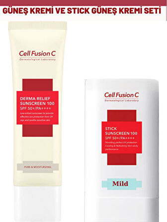 Cell Fusion C Derma Relief 100 Spf 50 /pa Çocuklar Ve Yetişkinler Için Güneş Kremi ve Stick Güneş Kremi 19 G