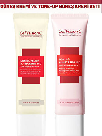 Cell Fusion C Derma Relief 100 Spf 50 /pa Çocuklar Ve Yetişkinler Için Güneş Kremi ve Toning Tone Up Güneş Kremi