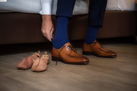 Celchuk Saks Mavisi Fitilli Pamuk ve Elastan Erkek Çorap – Diz Altı, EU 38 - 39, Kalın, 1 Çift