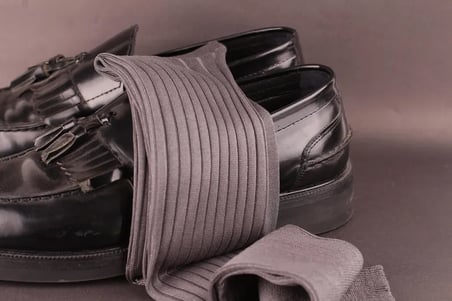 Celchuk Gri Fitilli Pamuk ve Elastan Erkek Çorap – Baldır Ortası, EU 38 - 39, 1 Çift