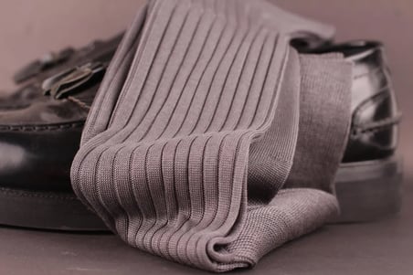 Celchuk Gri Fitilli Pamuk ve Elastan Erkek Çorap – Baldır Ortası, EU 38 - 39, 1 Çift