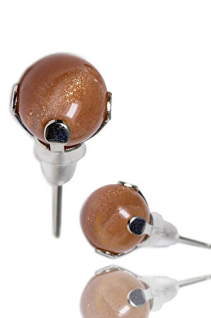 Sertifikalı Doğal Güneş Taşı Nokta Doğal Taş Küpe