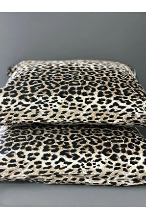 2'li Leopar Desenli Yastık Kılıfı 50x70 Cm