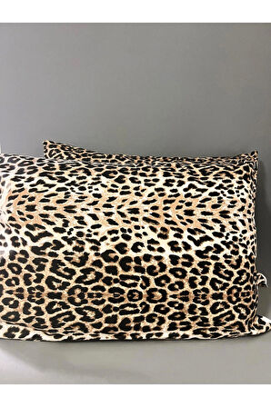 2'li Leopar Desenli Yastık Kılıfı 50x70 Cm