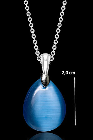 Sertifikalı Fasetli Açık Mavi Akik Taşı Kolye - Aaa Kalite