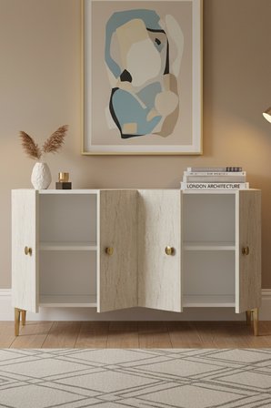 KA1204BT SIMPLE Konsol ve Tv Sehpası Beyaz - Traverten 120cm