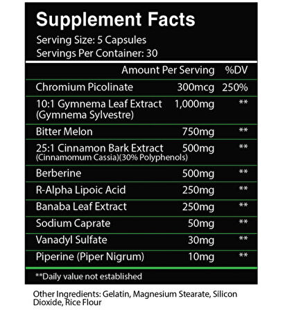 CENTURİON LABZ GlycoGod Berberine + R-Alpha lipoic + vanadyl sulfate + gymnema sylvestre 150 Kapsül (KARBONHİDRAT YAKICI)