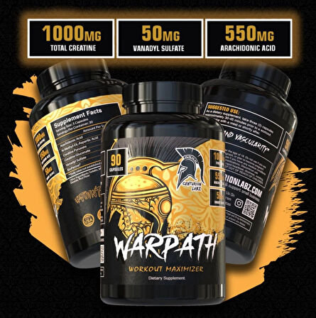 CENTURİON LABZ Warpath Maximizer Workout Creatine Complex (Daa Aspartic acid + Vanadyl sulfate) 90 Kapsül