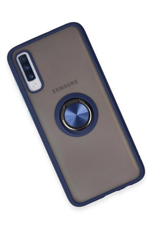 Ugr02 Samsung Galaxy A70 Kılıf Montreal Yüzüklü Silikon Kapak - Lacivert