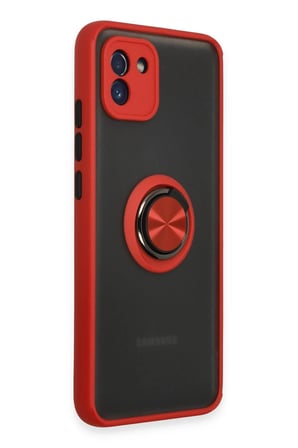 Ugr02 Samsung Uyumlu Galaxy A03 Kılıf Montreal Yüzüklü Silikon Kapak - Kırmızı