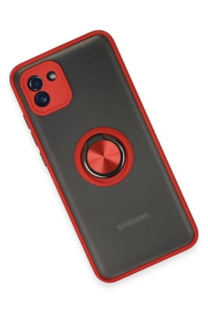 Ugr02 Samsung Uyumlu Galaxy A03 Kılıf Montreal Yüzüklü Silikon Kapak - Kırmızı