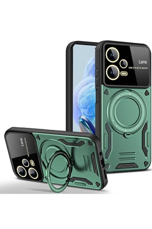 Ugr02 Xiaomi Redmi Note 12 Pro 5G Kılıf Joy Lens Standlı Kapak - Koyu Yeşil