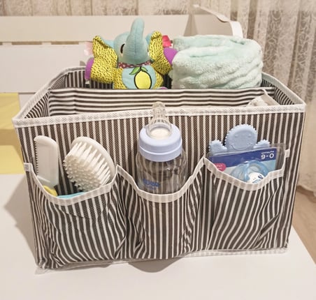Bebek Beşik Başucu Düzenleyici Kapaklı 5 Bölmeli Organizer
