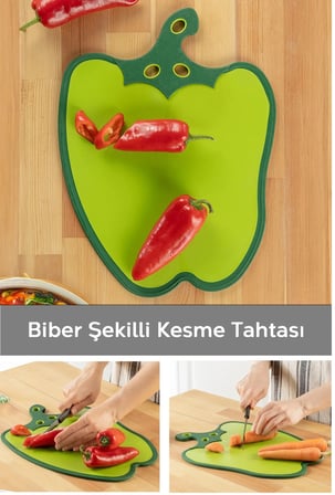 Dolma Biber Figürlü Kaydırmaz Kesme Tahtası Doğrama Panosu