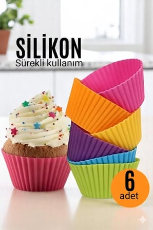 Silikon Muffin Kalibi Surekli Kullanim Muffin Kek Kalibi 6 Adet