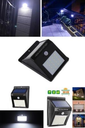 Sensörlü Solar Duvar Lambası 20 Ledli Diğer