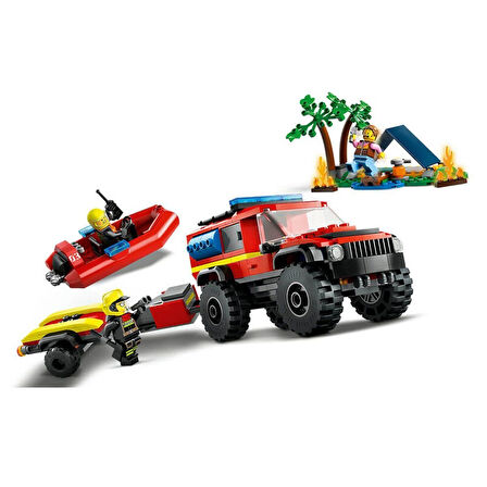 60412 Lego® City 4x4 Kurtarma Botlu İtfaiye Kamyonu 301 Parça +5 Yaş