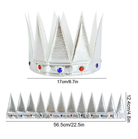 Gümüş Renk Eva Yumuşak Kral Kraliyet Tacı Yetişkin Çocuk Uyumlu 55 Cm
