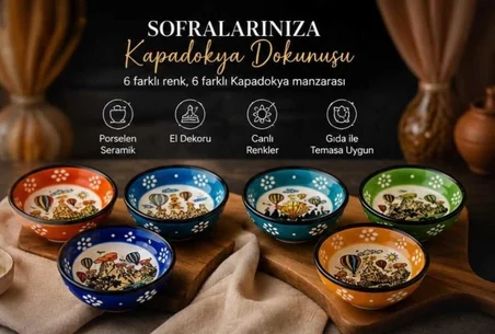 Kapadokya Çerezlik,Sosluk,Reçellik,Zeytinlik,Baharatlık,Kahvaltılık Sunum Kaseleri 6 lı Yuvarlak